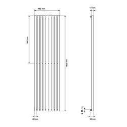 LuxeBath Radiateur Stella 480 x 1800 mm - Chrome - Design Sèche-serviettes pour Salle de Bain