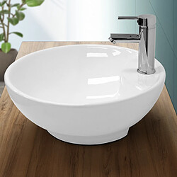 Ecd Germany Évier céramique vasque rond a poser moderne lave-mains salle de bain Ø 455 mm