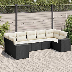 Maison Chic Ensemble Tables et chaises d'extérieur 7pcs avec coussins,Salon de jardin noir résine tressée -GKD463588