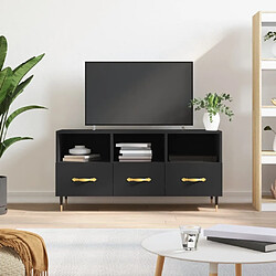 Maison Chic Meuble TV scandinave - Banc TV pour salon noir 102x36x50 cm bois d'ingénierie -MN33150