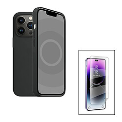 PHONECARE Kit Film Hydrogel Full Cover Avant + Coque Silicone Liquide pour Apple iPhone 15 Plus - Noir 