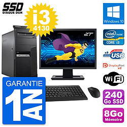 PC Tour Lenovo M83 Ecran 27" Intel i3-4130 RAM 8Go SSD 240Go Windows 10 Wifi - Occasion