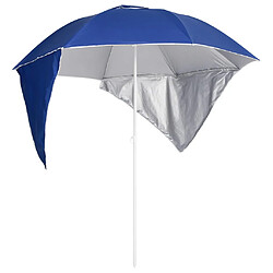 vidaXL Parasol de plage avec parois latérales bleu 215 cm