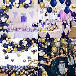 Euro Mega Ballons Guirlande Ballon Arche Bleu Marine Or Blanc Ballons pour Fête d'Anniversaire Mariage Décoration