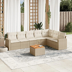 Maison Chic Salon de jardin avec coussins 8 pcs | Ensemble de Table et chaises | Mobilier d'Extérieur beige résine tressée -GKD48551