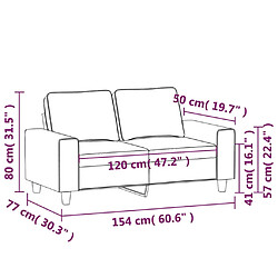 vidaXL Canapé à 2 places Jaune clair 120 cm Tissu pas cher