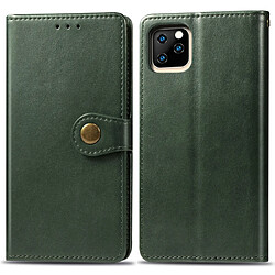 Wewoo Coque Étui en cuir de protection de téléphone portable rétro avec cadre photo et fente pour carte et fonction portefeuille et support iPhone 11 vert