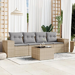 vidaXL Salon de jardin avec coussins 5 pcs beige résine tressée