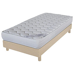 Ebac Matelas et sommier 90x190 Mousse - Decokit - Soutien medium - Sommier démonté - Chêne