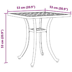 vidaXL Table de jardin noir 53x53x53 cm aluminium coulé pas cher