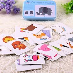 Totalcadeau Boîte de jeu de cartes puzzle à assembler animaux jeu Montessori