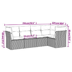 Avis vidaXL Salon de jardin avec coussins 5 pcs marron résine tressée