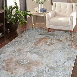 Thedecofactory VERDIO FLOWER - Tapis en viscose motif fleurs en relief gris 160x230 pas cher