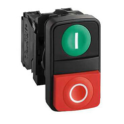 bouton poussoir - double touche - ressort de rappel - vert + rouge - schneider electric xb5al73415