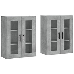 Maison Chic Lot de 2 Armoires murales,Meuble de Rangement,Armoire Suspendue gris béton bois d'ingénierie -MN43585