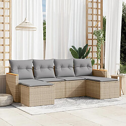 vidaXL Salon de jardin avec coussins 6 pcs beige résine tressée