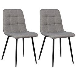 Decoshop26 Lot de 2 chaises de salle à manger en tissu gris pieds métal noir mat style moderne CDS101105