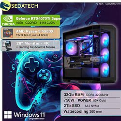 Sedatech Pack PC Gamer • AMD Ryzen 9 5900X • RTX4070Ti Super • 32Go RAM • 2To SSD M.2 • Windows 11 • Moniteur 28"