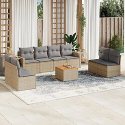 Maison Chic Salon de jardin avec coussins 9 pcs | Ensemble de Table et chaises | Mobilier d'Extérieur beige résine tressée -GKD67047