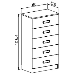 Pegane Chiffonnier , meuble de rangement coloris andersen, puccini - Longueur 60 x Profondeur 37,80 x Hauteur 108 cm