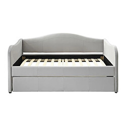 Vente-Unique Lit banquette gigogne 2 x 90 x 190 cm - Velours - Gris clair + Matelas - MATHILDE