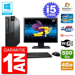 PC Lenovo M82 SFF Ecran 27" i5-2400 RAM 4Go Disque 500Go Graveur DVD Wifi W7 · Occasion 