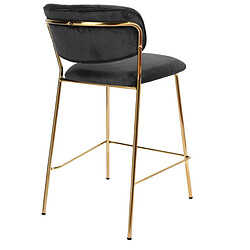 Moloo CLARA - Chaise de bar en tissu cotelé Noir et métal doré brossé (x2)