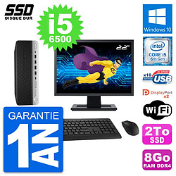 PC HP ProDesk 600 G3 SFF Ecran 22" Intel i5-6500 RAM 8Go SSD 2To Windows 10 Wifi - Occasion