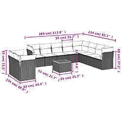 Avis vidaXL Salon de jardin 11 pcs avec coussins beige résine tressée