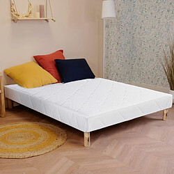 Visiodirect Sommier à lattes avec pieds ALICA, tapissier en bois massif coloris blanc - largeur 140 x longueur 190 cm pas cher