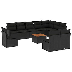 Maison Chic Salon de jardin 11 pcs avec coussins, Ensemble Tables et chaises d'extérieur noir résine tressée -GKD822623