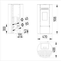 Interstoves Pack Poêle à granules LEANDRO 9 Etanche + Kit Conduit Vertical 80/125 - Noir pas cher