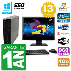 PC Lenovo M82 SFF Ecran 27" i3-3220 RAM 4Go SSD 960Go Graveur DVD Wifi W7 · Occasion 