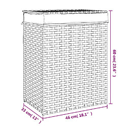 vidaXL Panier à linge avec couvercle marron foncé résine tressée pas cher