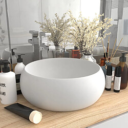 vidaXL Lavabo rond de luxe Blanc mat 40x15 cm Céramique 