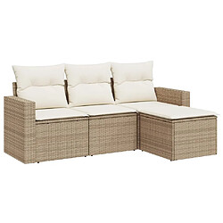 Maison Chic Salon de jardin avec coussins 4 pcs | Ensemble de Table et chaises | Mobilier d'Extérieur beige résine tressée -GKD26112