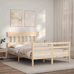 Maison Chic Cadre/structure de lit avec tête de lit pour adulte - Lit Moderne Chambre 140x190 cm bois massif -MN30461