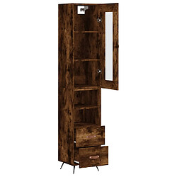 Avis vidaXL Buffet haut Chêne fumé 34,5x34x180 cm Bois d'ingénierie