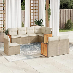 vidaXL Salon de jardin avec coussins 8 pcs beige résine tressée 