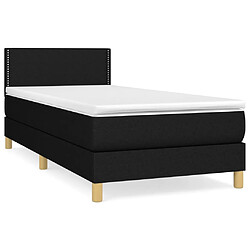 vidaXL Sommier à lattes de lit avec matelas Noir 100x200 cm Tissu