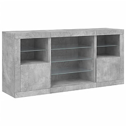 Maison Chic Commode Buffet - Meuble de rangement avec lumières LED gris béton 142,5x37x67 cm -GKD19630 pas cher