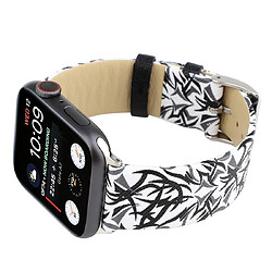 Acheter Wewoo Thorns Printing Bracelet en cuir véritable pour Apple Watch séries 5 et 4 40 mm / 3 et 2 et 1 38 mm Noir et Blanc