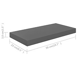 vidaXL Étagère murale flottante Gris brillant 50x23x3,8 cm MDF pas cher