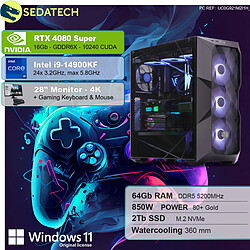 Sedatech Pack PC Gamer Pro • Intel i9-14900KF • RTX4080 Super • 64Go DDR5 • 2To SSD M.2 • Windows 11 • Moniteur 28"