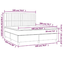 vidaXL Sommier à lattes de lit avec matelas Gris foncé 180x200cm Tissu pas cher