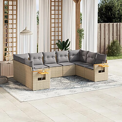 Maison Chic Salon de jardin avec coussins 9 pcs, Ensemble Tables et chaises de jardin, beige résine tressée -GKD669000