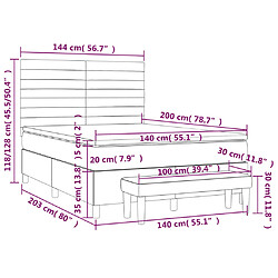 vidaXL Sommier à lattes de lit avec matelas Gris foncé 140x200cm Tissu pas cher