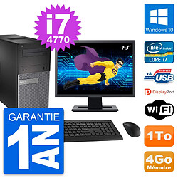 PC Tour Dell OptiPlex 3020 Ecran 19" i7-4770 RAM 4Go Disque 1To Windows 10 Wifi · Occasion 