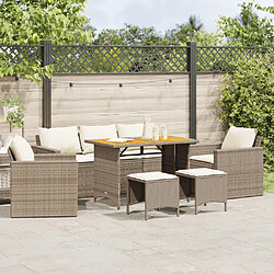 vidaXL Salon de jardin avec coussins 6 pcs beige résine tressée 