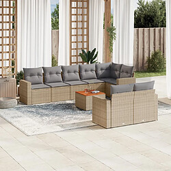 vidaXL Salon de jardin avec coussins 9 pcs beige résine tressée 